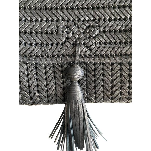 Anya Hindmarch Neeson Tassel Shoulder Bag Capra Leather Dark Marine Blue Woven - Picture 7 of 14